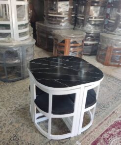 میز ۴ نفره ناهار خوری کمجا مربع لبه گرد .گوشه گرد طرحدار