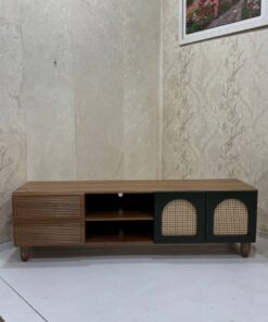 ست آینه کنسول میز تی وی . جلو مبلی و جاکفشی کفشی هایگلاس مدل حصیری المیرا iw92